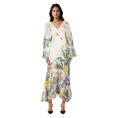 La DoubleJ White Floral Silk Kaftan Size XS