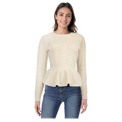 Sandro Ecru Wool Cable Knit Faux Pearl Jumper Size S