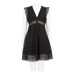 Sandro Black Lace V Neck Mini Dress Size M