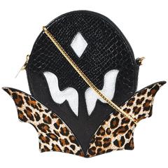 Stella McCartney Black Faux Leather Animal Print "Super Hero" Crossbody Bag