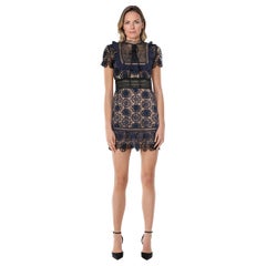 Self-Portrait Navy Floral Lace Mini Dress Size S