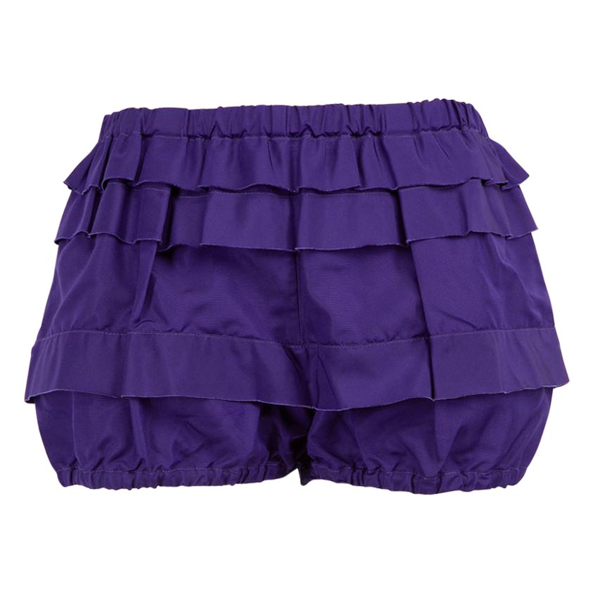 Miu Miu Purple Ruffle Layered Shorts Size XS For Sale
