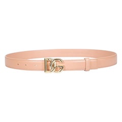 Dolce & Gabbana Beige Leather DG Buckle Belt
