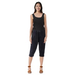Juicy Couture Black & Navy Velvet Cropped Jumpsuit Size S
