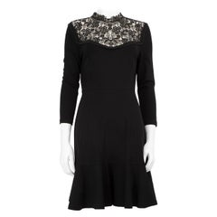 Erdem Black Broderie Detail Knee Length Dress Size L