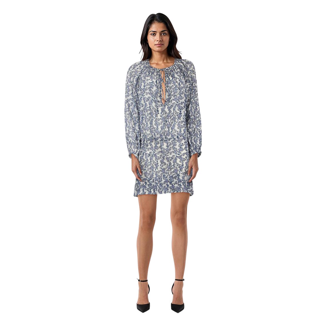 Isabel Marant Blue & White Floral Motif Dress Size M For Sale