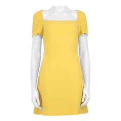 Dolce & Gabbana Yellow Wool Square Neck Mini Dress Size S