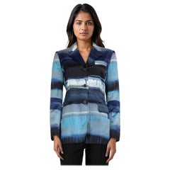 Moschino Blue Abstract Stripe Blazer Size M