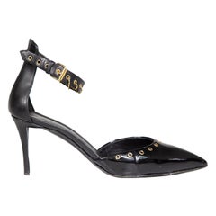 Used Giuseppe Zanotti Black Patent Eyelet Studded Heels Size IT 41