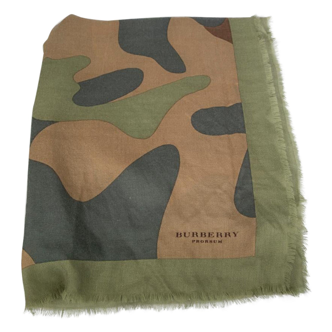 Burberry Khaki Cashmere Camo Scarf For Sale