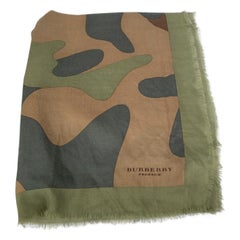 Burberry Khaki Cashmere Camo Scarf