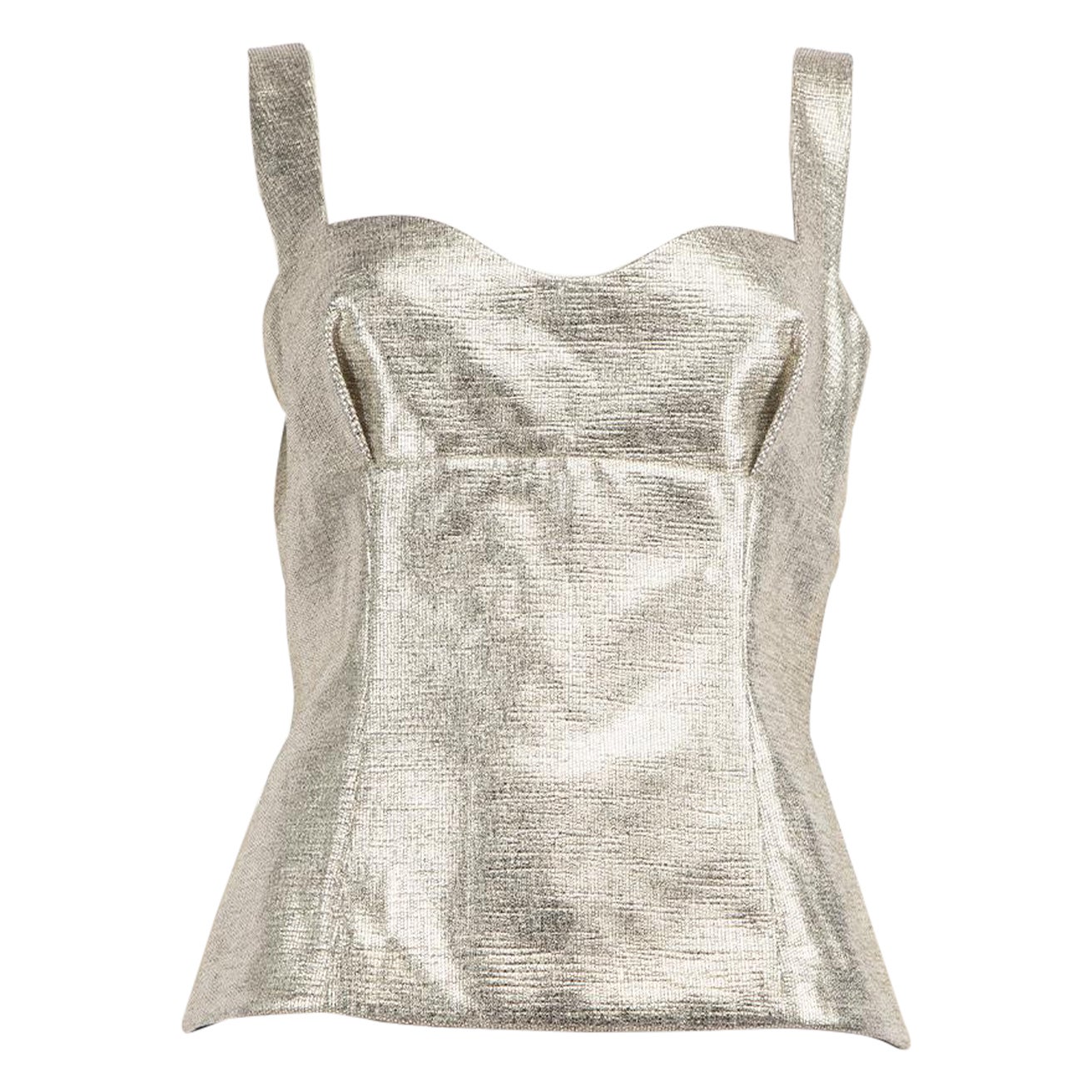 Emilia Wickstead Silver Metallic Tank Top Size XL For Sale