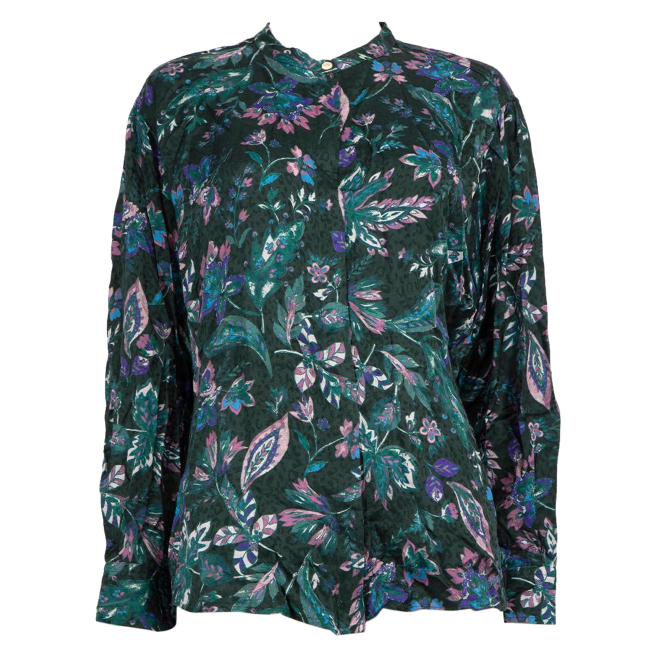Isabel Marant Green Floral Print Shirt Size L For Sale
