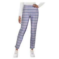 Moschino Cheap & Chic Purple Silk Checkered Trousers Size M