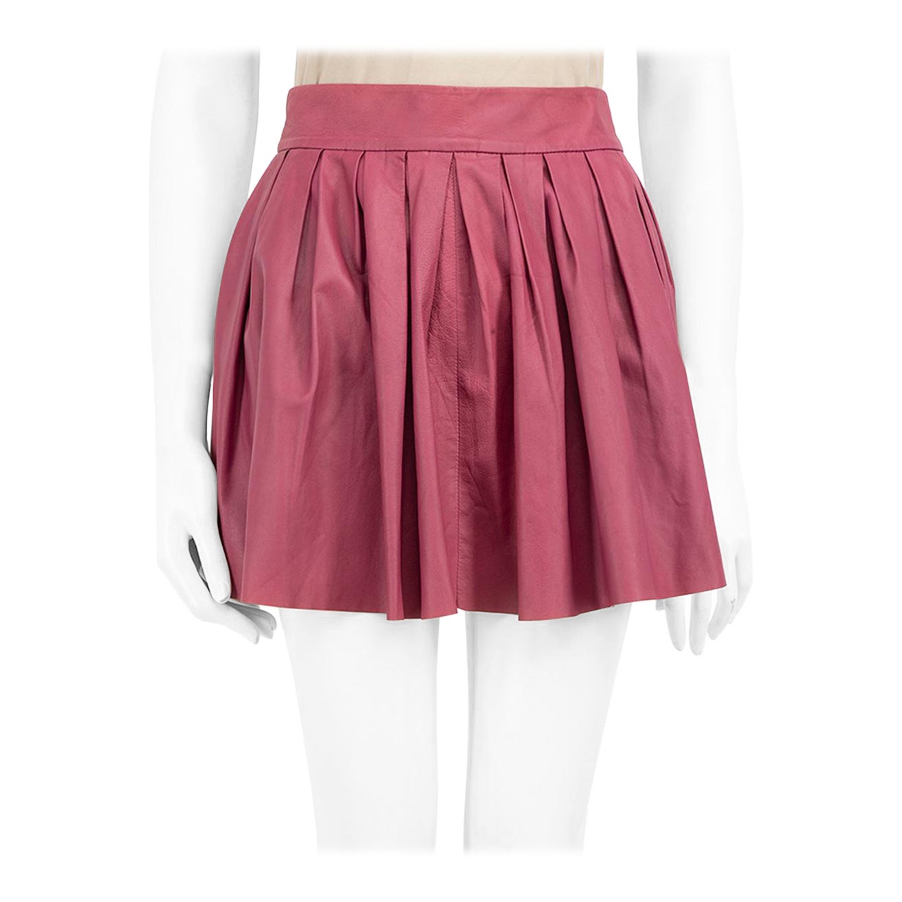 Alice + Olivia Purple Leather Pleated Mini Skirt Size XS For Sale