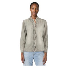 Isabel Marant Grey Ruffle Trim Denim Blouse Size XL