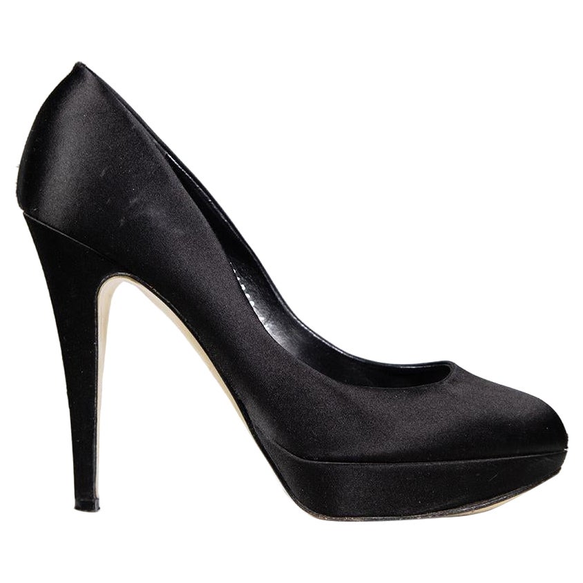 Gina Black Satin Platform Pumps Size UK 6.5 For Sale