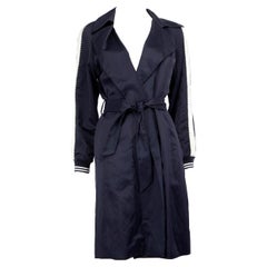 Sandro Navy Belted White Trim Trench Coat Size M