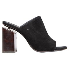 Alexander Wang Black Suede Open Toe Mules Size IT 37.5