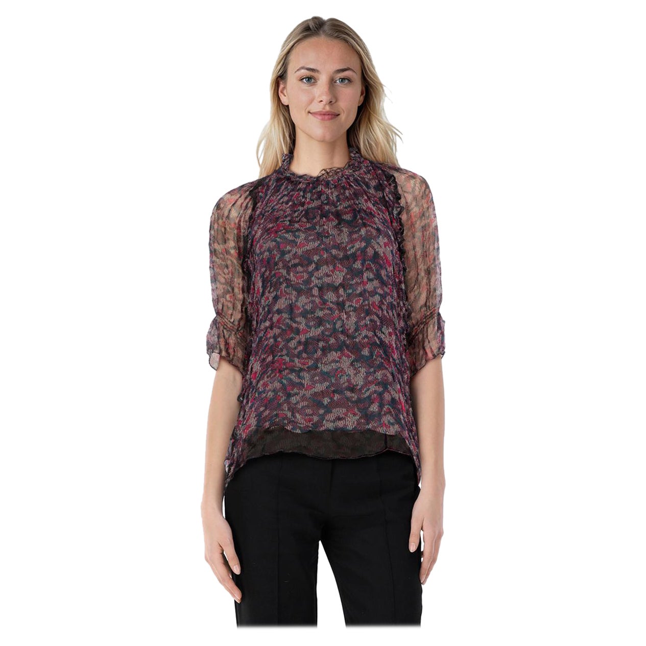 Iro Abstract Print Sheer Blouse Size S For Sale