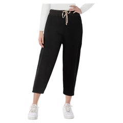 Rick Owens Black Drop Crotch Cropped Joggers Size M