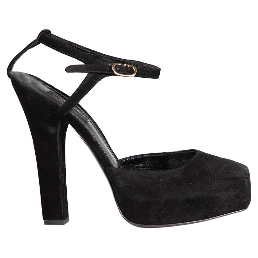 Dolce & Gabbana Black Platform Suede Heels Size IT 39.5 For Sale