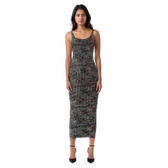 Paco Rabanne Floral Wool Ribbed Maxi Dress Size S