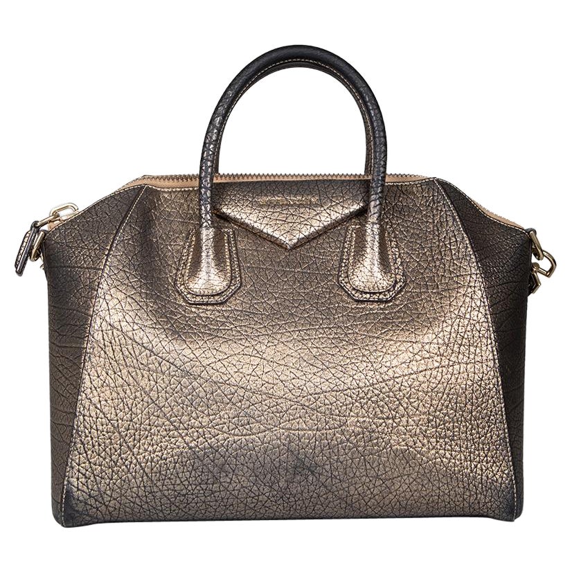 Givenchy Gold Goatskin Leather Medium Antigona Bag For Sale