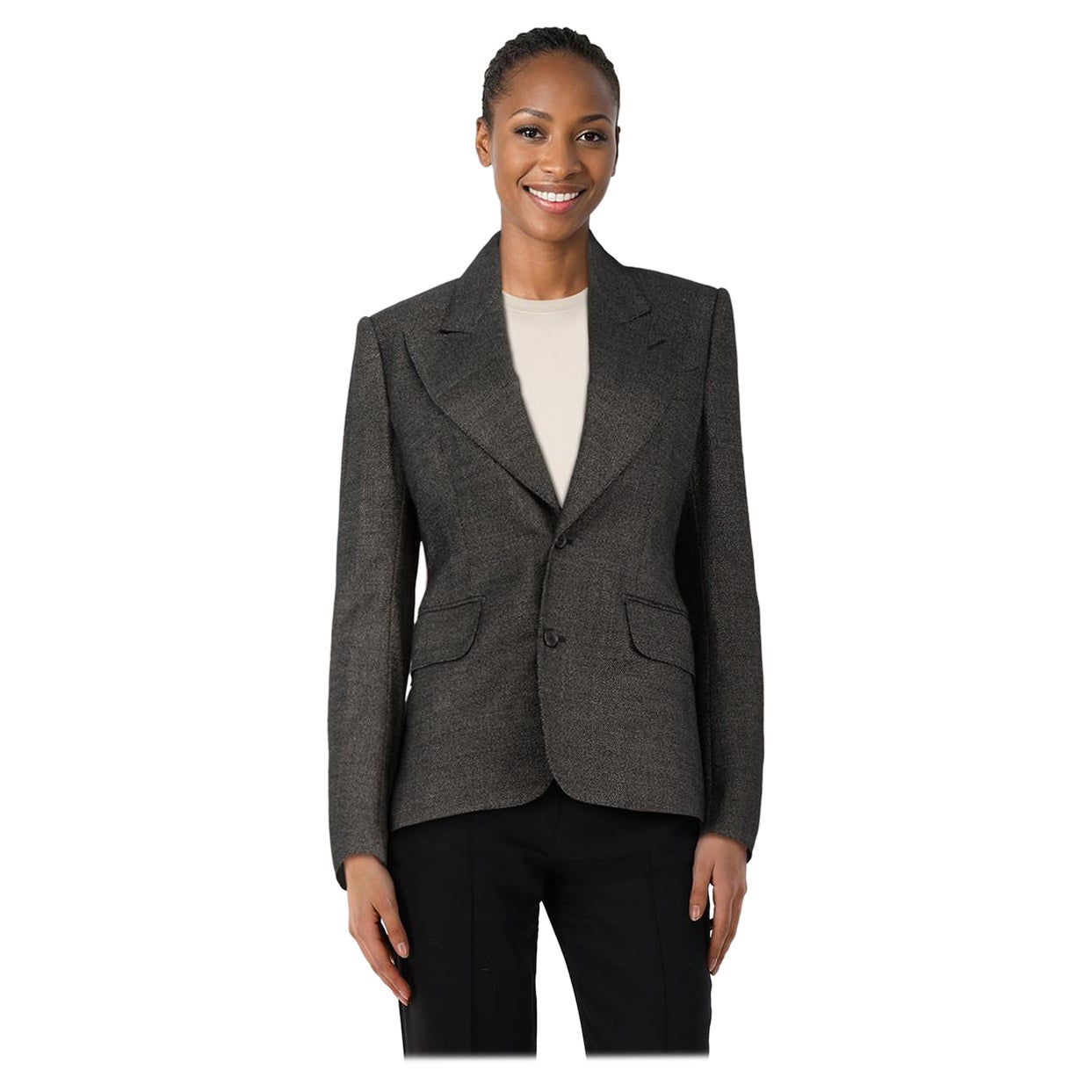 Tom Ford Grey Single Breasted Wool Blazer Size S For Sale