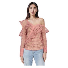 Self-Portrait Pink Lace Off Shoulder Blouse Size S