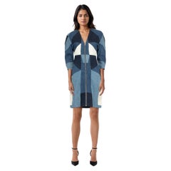 Maje Denim Patchwork V Neck Dress Size S