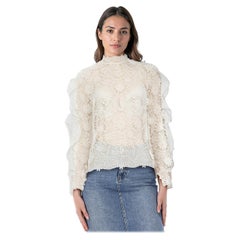 Self-Portrait White Broderie Anglaise Sheer Blouse Size XS