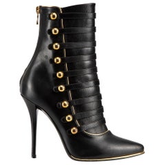 Balmain Black Military Heeled Boots Size IT 37