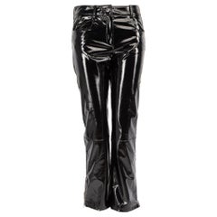 Maje Black Straight Leg Vinyl Trousers Size M