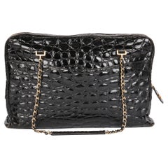 Chanel Black Shiny Crocodile Leather Vintage Camera Bag