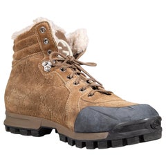 Gucci Brown Suede GG Shearling Lined Boots Size UK 7