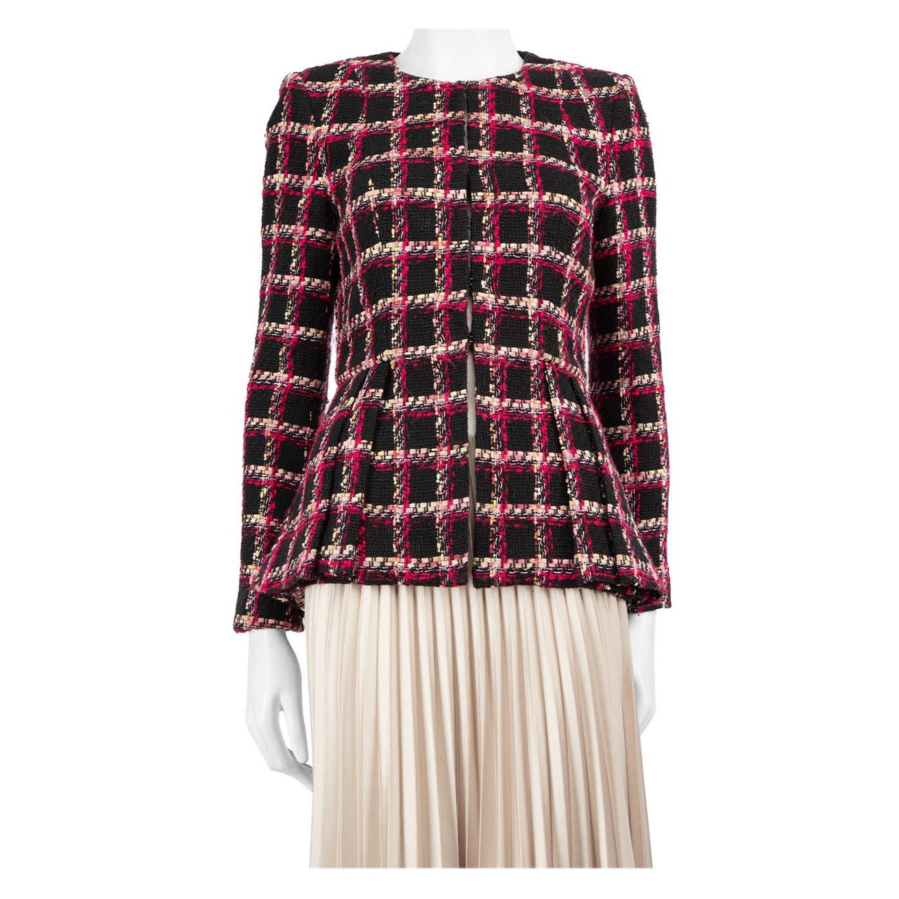 Badgley Mischka Checkered Pattern Tweed Jacket Size S For Sale