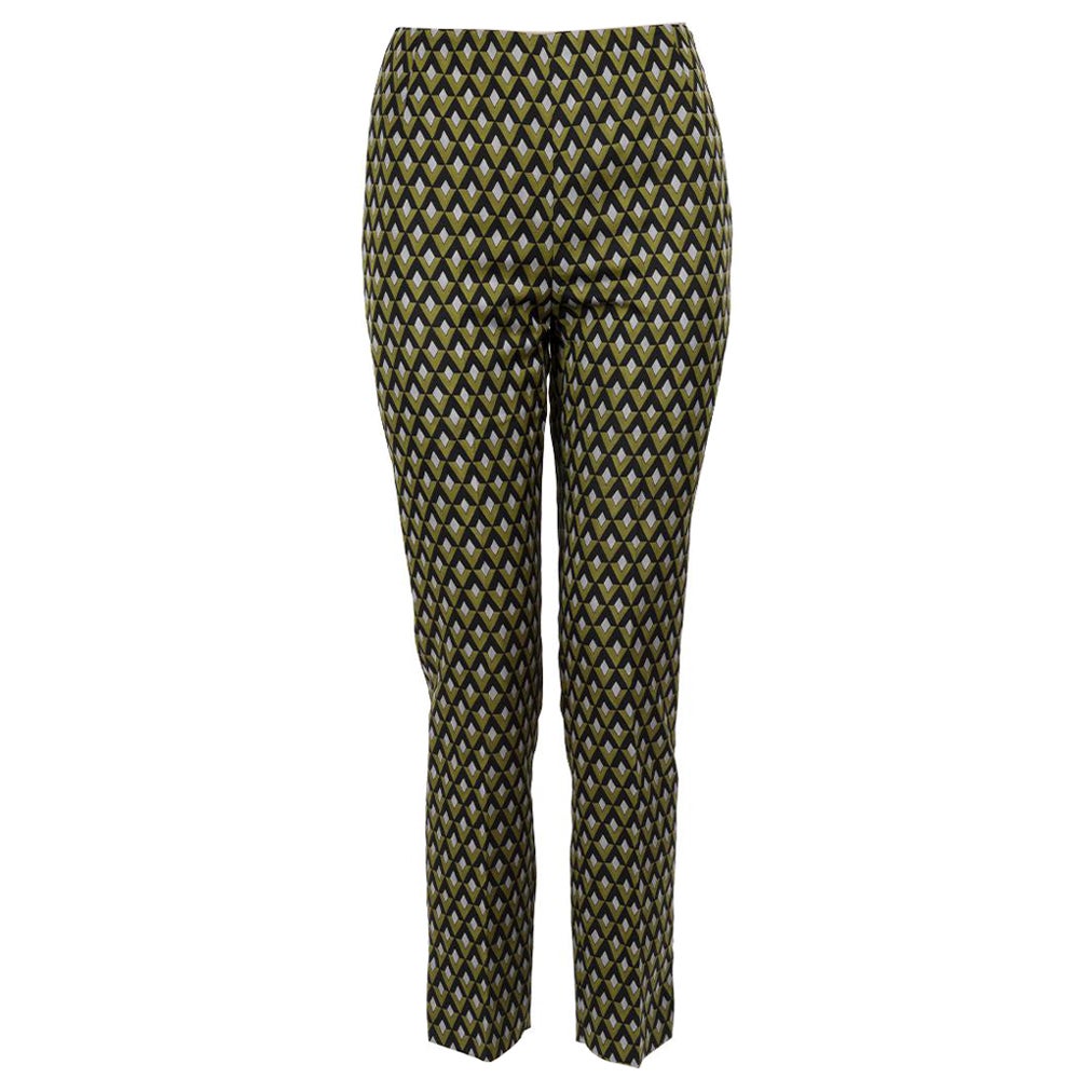 Prada Green Abstract Slim Fit Trousers Size XXS en venta