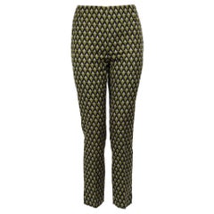 Prada Green Abstract Slim Fit Trousers Size XXS