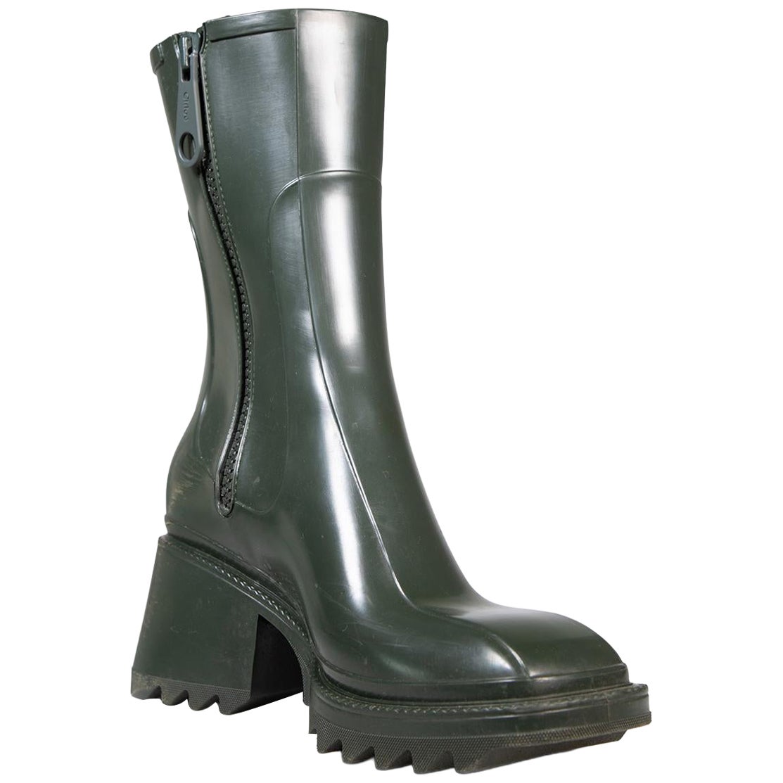 Chloé Green Betty Rain Boots Size IT 41 For Sale