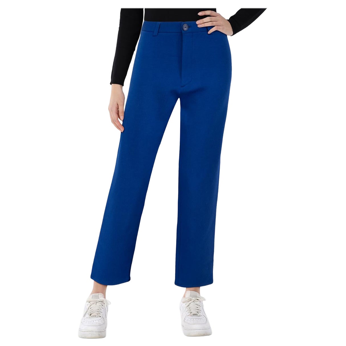 Balenciaga Blue Wool Wide Leg Trousers Size XXL For Sale