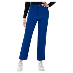 Balenciaga Blue Wool Wide Leg Trousers Size XXL
