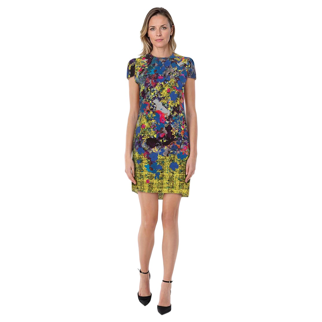 Erdem Floral Short Sleeve Silk Dress Size M For Sale