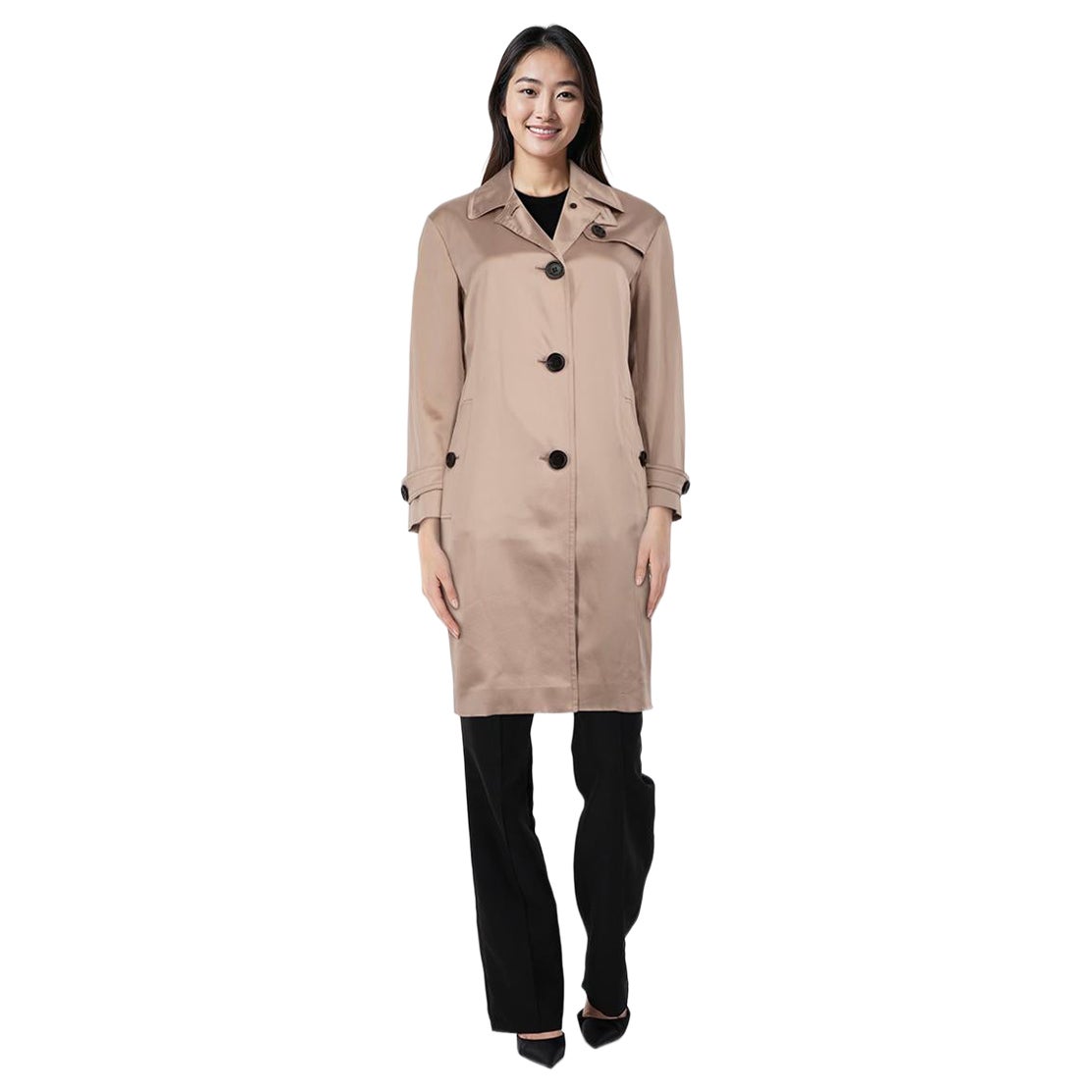 Burberry Dusty Pink Silk Trench Coat Size XS For Sale