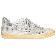 Golden Goose Silver Swarovski Nubuck Super-Star Size IT 40