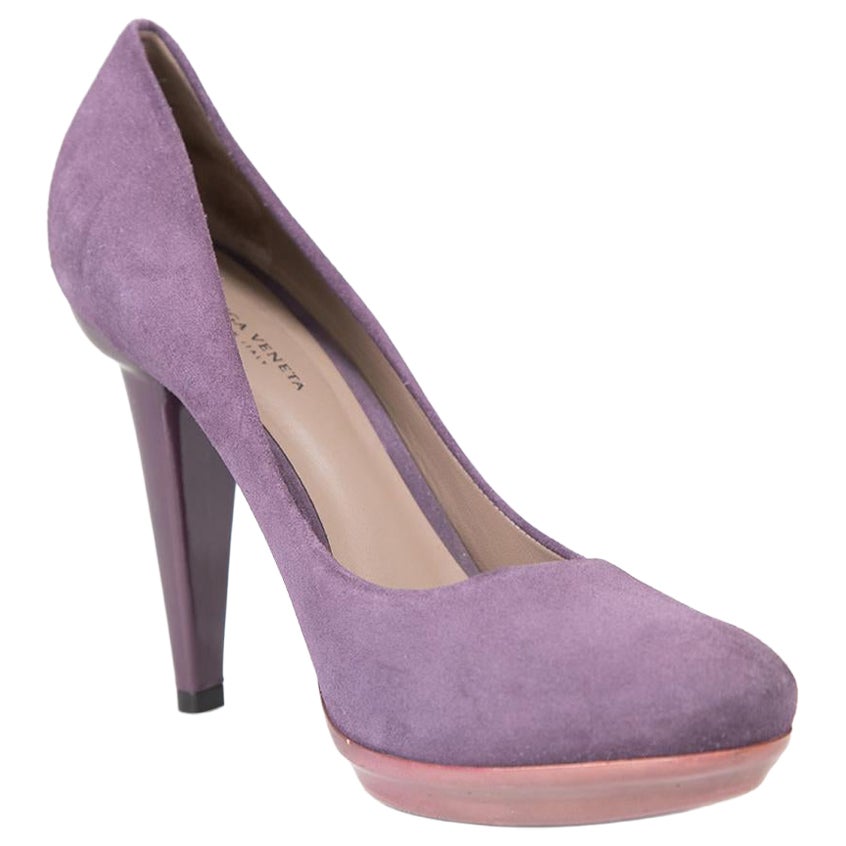 Bottega Veneta Purple Suede Pumps Size IT 37.5 For Sale