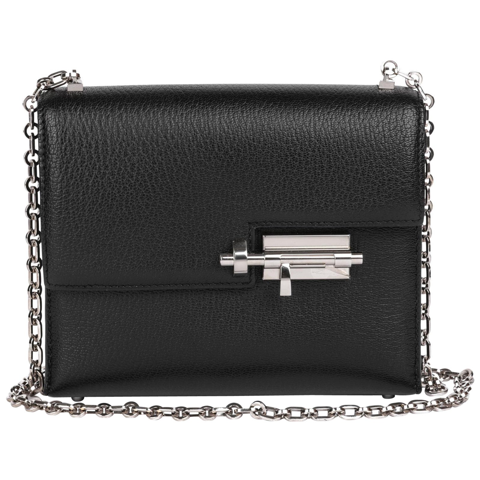 Hermès Black Chevre Leather Verrou Chaine Mini en vente