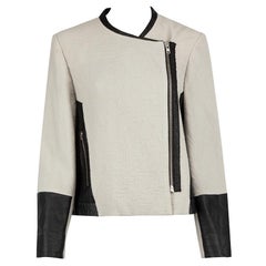 Helmut Lang Grey Wool Leather Panelling Jacket Size L