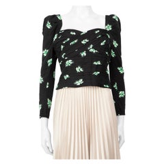 Self-Portrait Black Floral Print Long Sleeve Top Size S