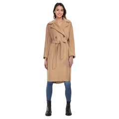 Max Mara Brown Wool Double Breasted Trench Coat Size XS